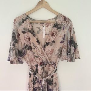 NWT ASOS Floral Pleated Flutter Sleeve Maxi Dress